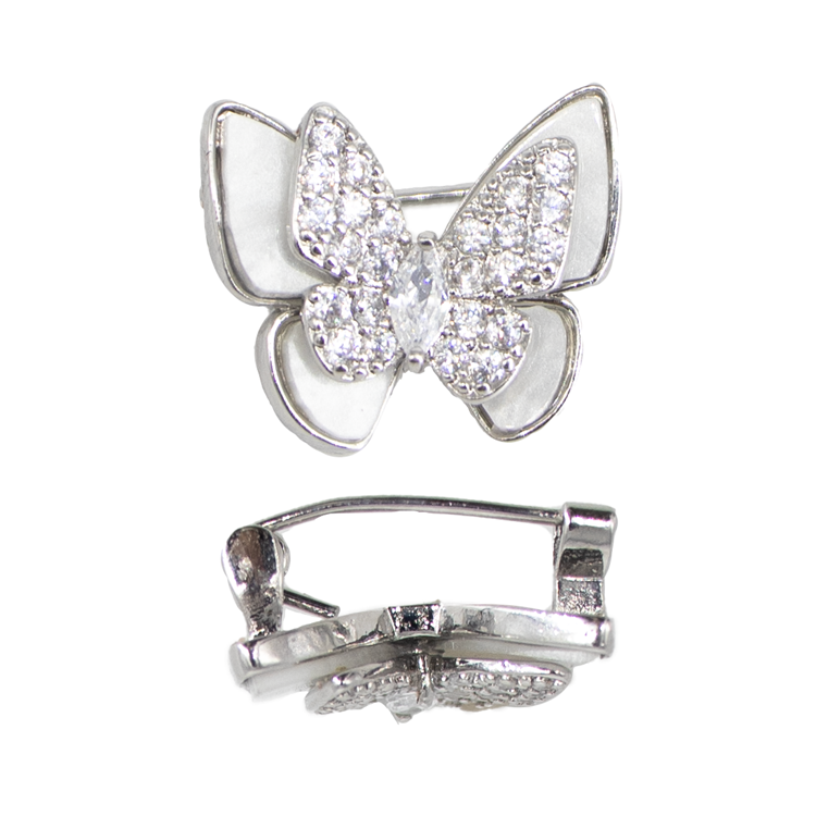 PIN MARIPOSA PEQUEÑA MARMOL PLATEADA PREMIUM BAÑO EN RODIO