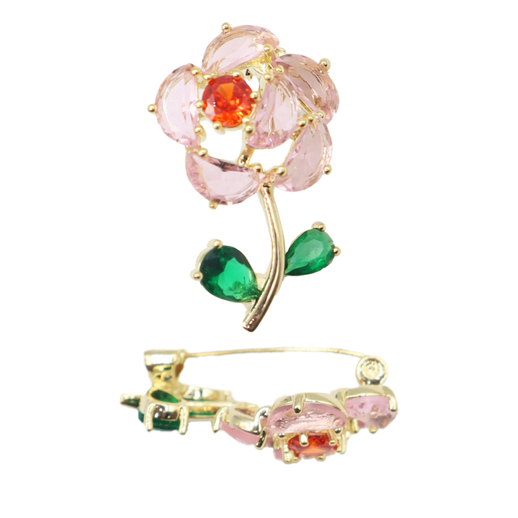 PIN FLOR ROSADA PREMIUM BAÑO EN RODIO