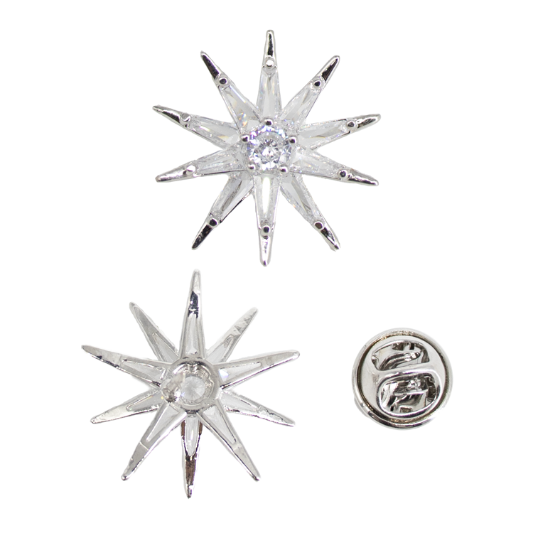 PIN ESTRELLA PLATEADO PREMIUM BAÑO EN RODIO