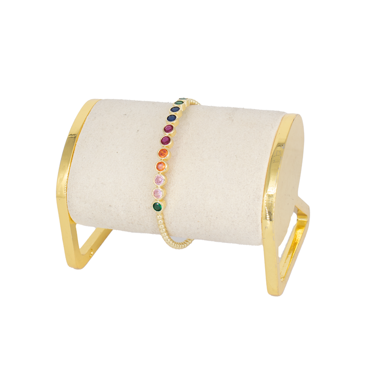 PULSERA CIRCULO MULTICOLOR BAÑO EN RODIO