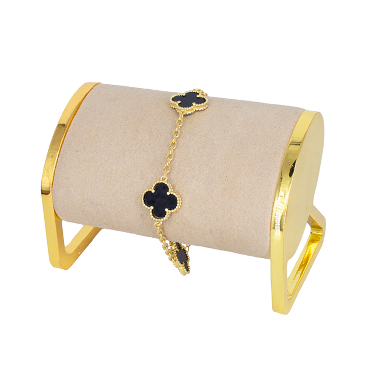 PULSERA TREBOL MARMOL BAÑO EN RODIO