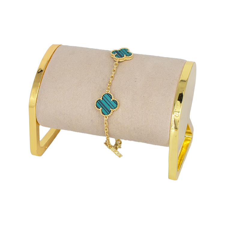 PULSERA TREBOL MARMOL BAÑO EN RODIO