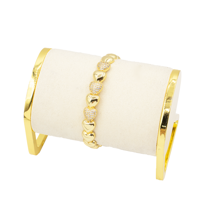 PULSERA EN RODIO CORAZONES VERTICALES