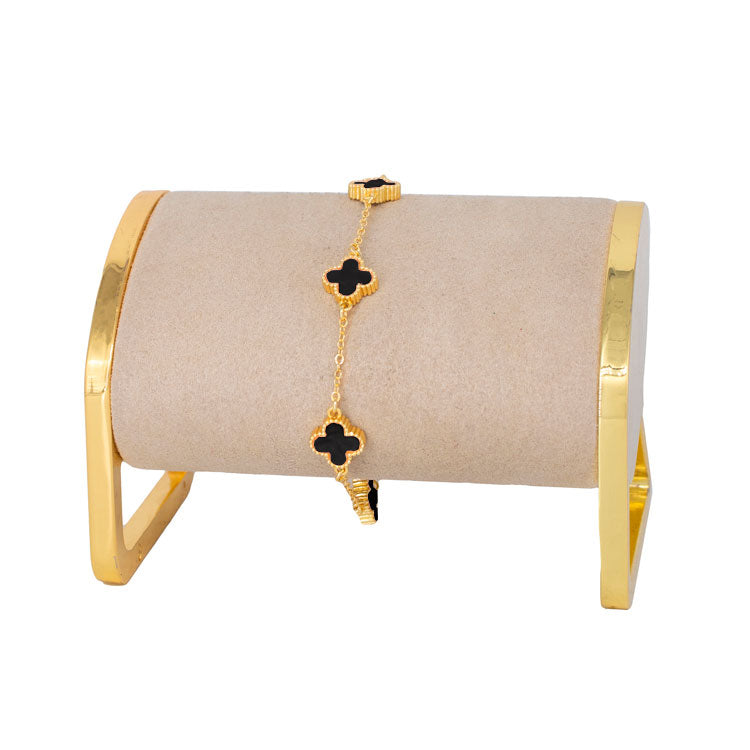 PULSERA TREBOL MINI BAÑO EN RODIO