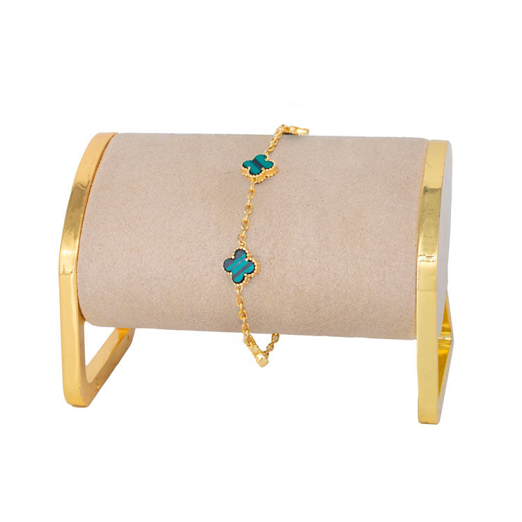 PULSERA TREBOL MINI BAÑO EN RODIO