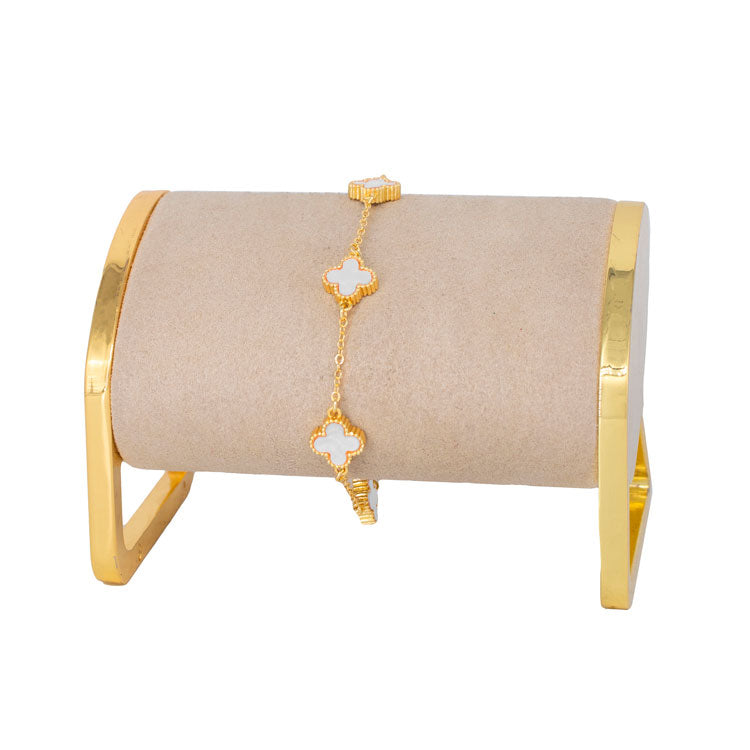 PULSERA TREBOL MINI BAÑO EN RODIO