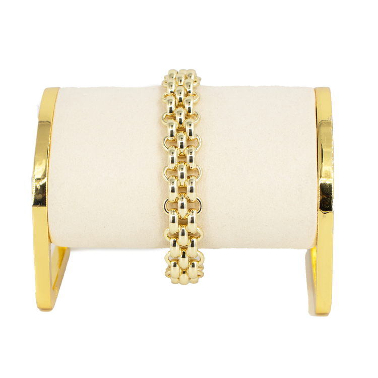 PULSERA TEJIDO CHUNKY BAÑO EN RODIO