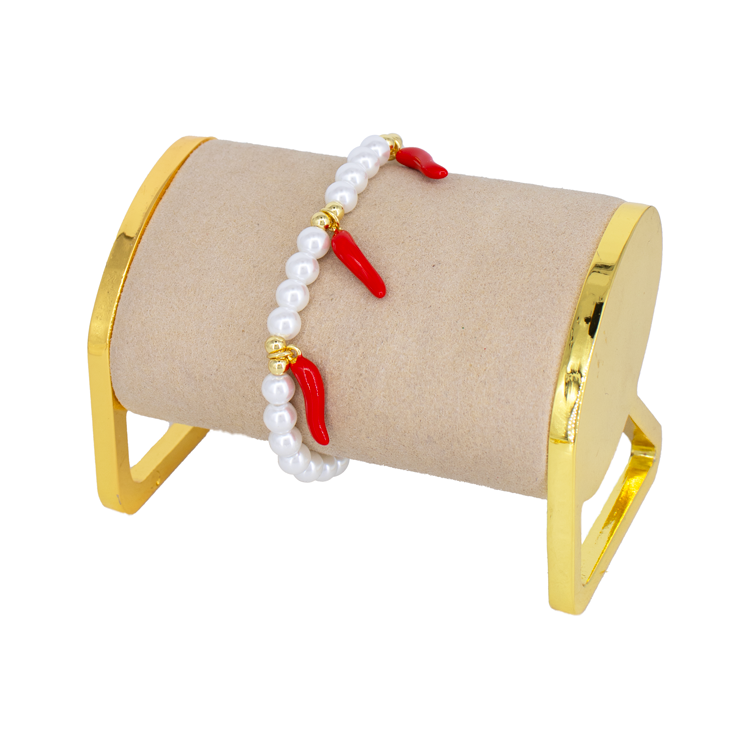 PULSERA PERLAS CHILE PICANTE BAÑO EN RODIO