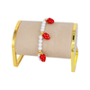 PULSERA PERLAS FRESA BAÑO EN RODIO