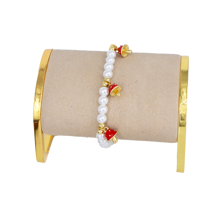 PULSERA PERLAS HONGUITOS RED BAÑO EN RODIO