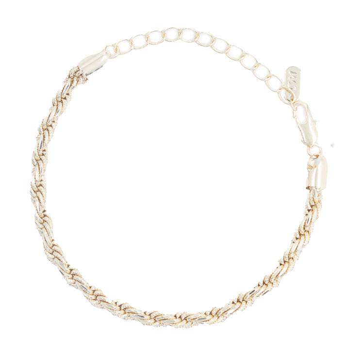 PULSERA LAZO DIAMANTADO 4.5MM BAÑO EN RODIO