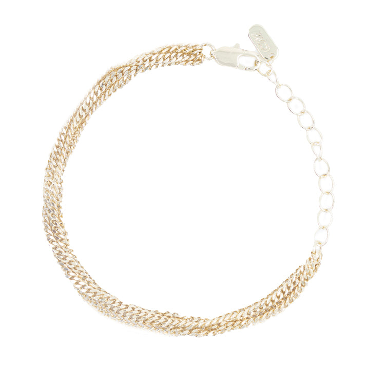 PULSERA ENTRELAZADA DOBLE BAÑO EN RODIO