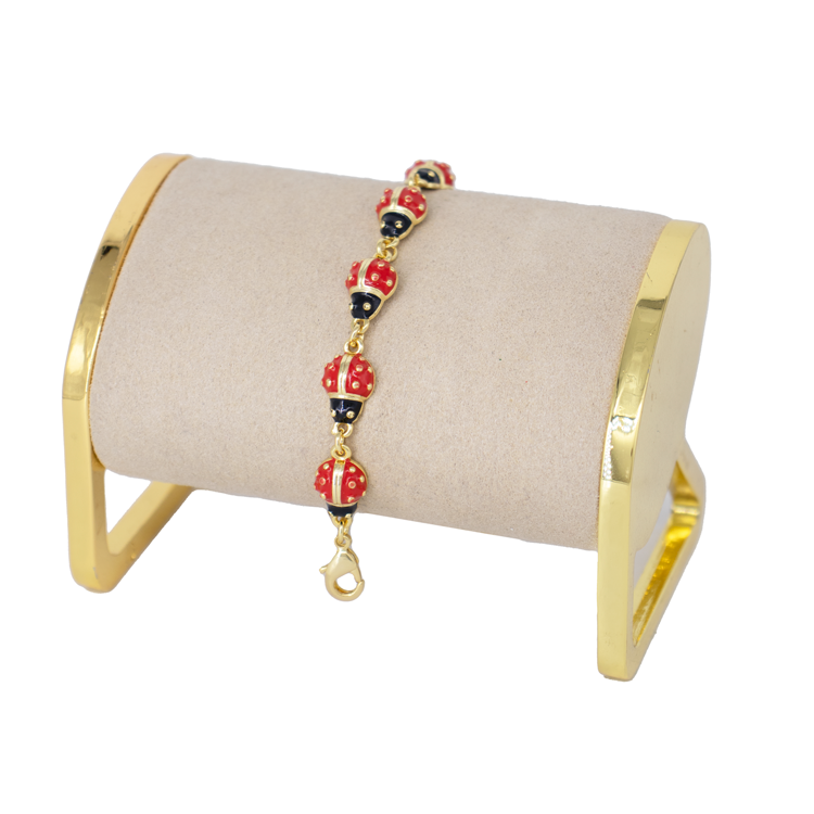 PULSERA CADENETA LADY BUG BAÑO EN RODIO
