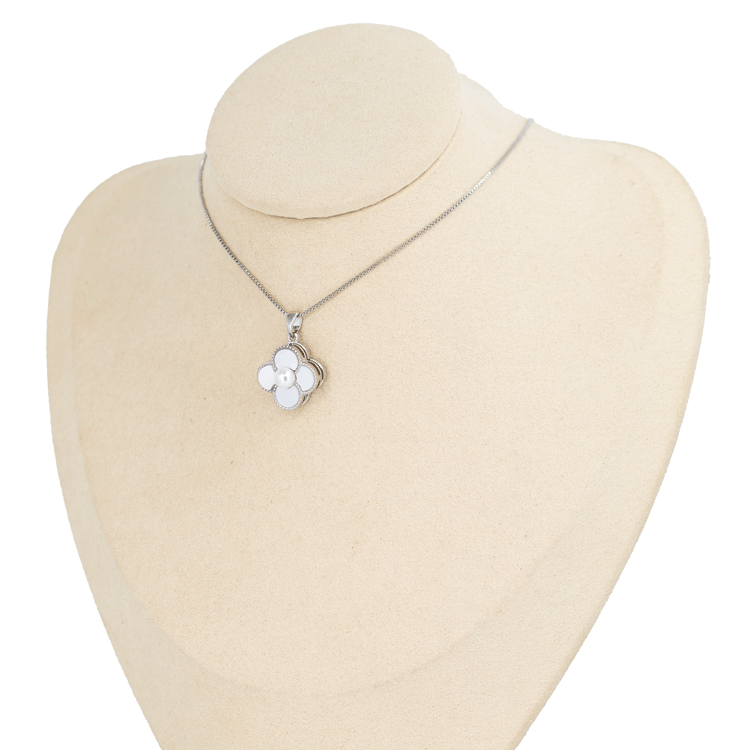 DIJE ANTIESTRES TREBOL BLANCO BAÑO EN RODIO