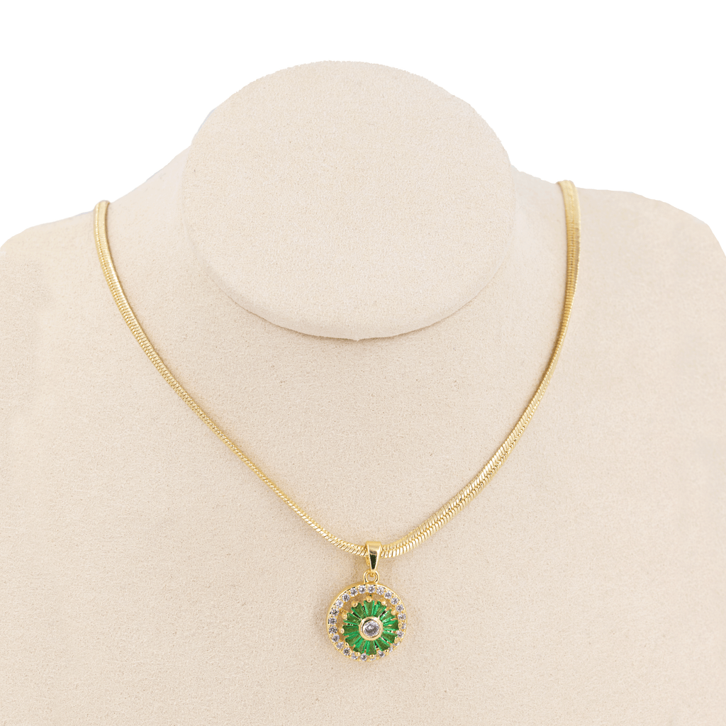 DIJE FLOR VERDE GIRATORIA EN RODIO