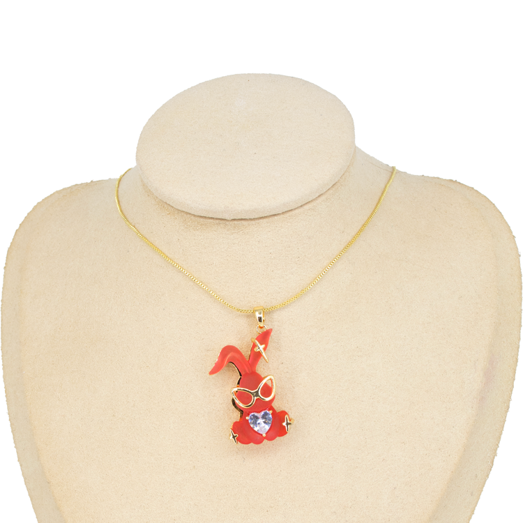 DIJE EN RODIO CONEJO ACRILICO