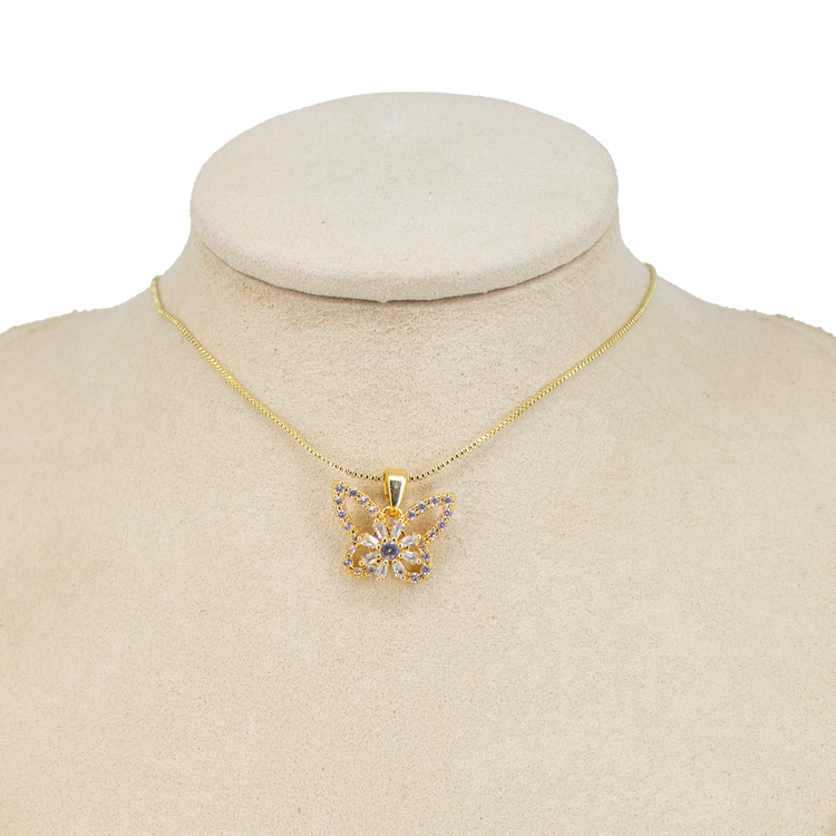 DIJE MARIPOSA FLOR GIRATORIA BAÑO EN RODIO