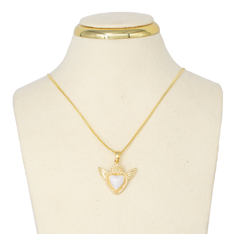 DIJE CORAZON ALAS BLANCO BAÑO EN RODIO