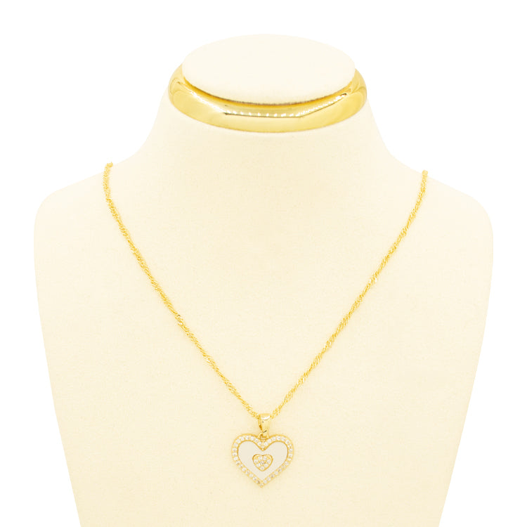 DIJE CORAZON BRILLANTE BAÑO EN RODIO