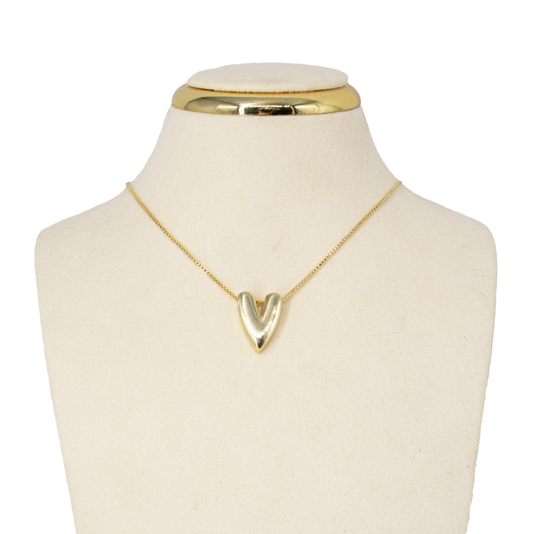 DIJE CORAZON V DORADO BAÑO EN RODIO