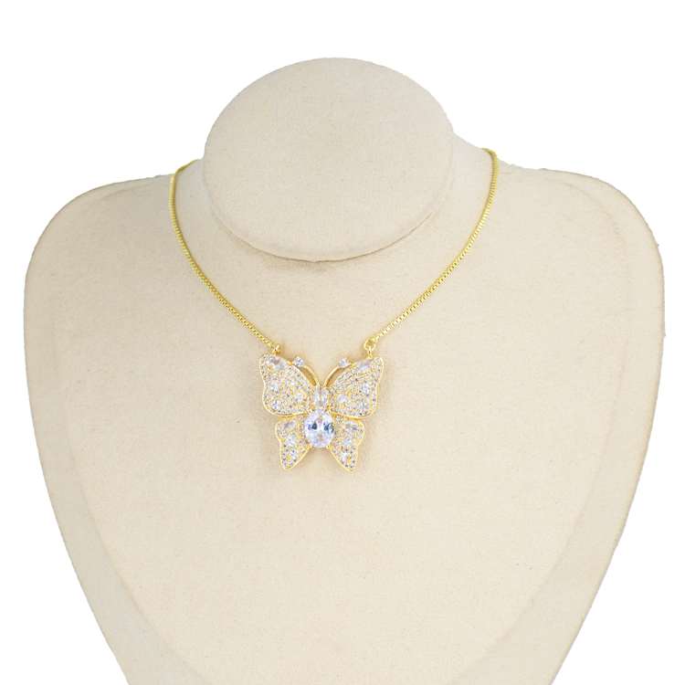 DIJE MARIPOSA GRANDE CIRCON BLANCO BAÑO EN RODIO