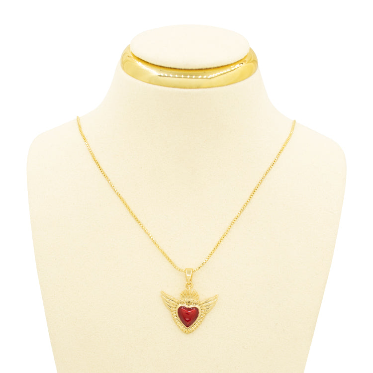 DIJE CORAZON ALAS ROJO BAÑO EN RODIO