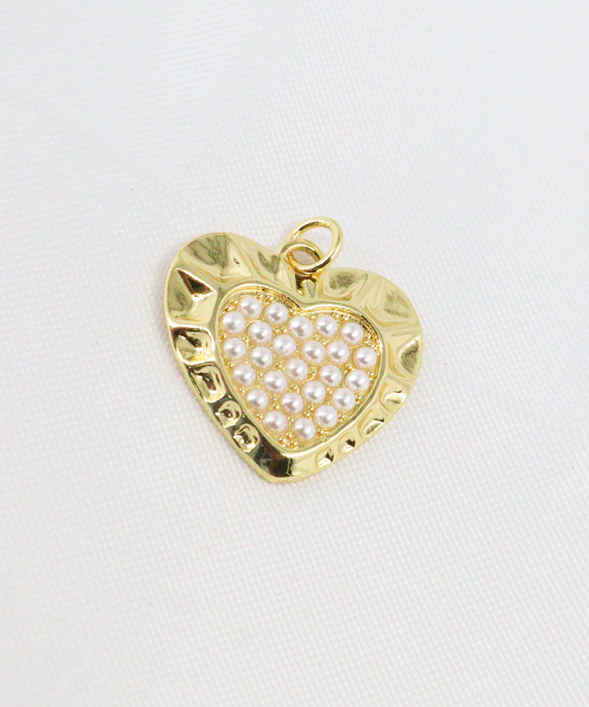 DIJE CORAZÓN PERLAS EN RODIO