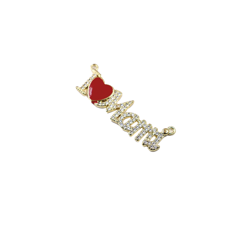 DIJE MAMÁ CORAZON ROJO BAÑO DE RODIO