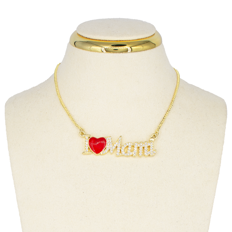 DIJE MAMÁ CORAZON ROJO BAÑO DE RODIO