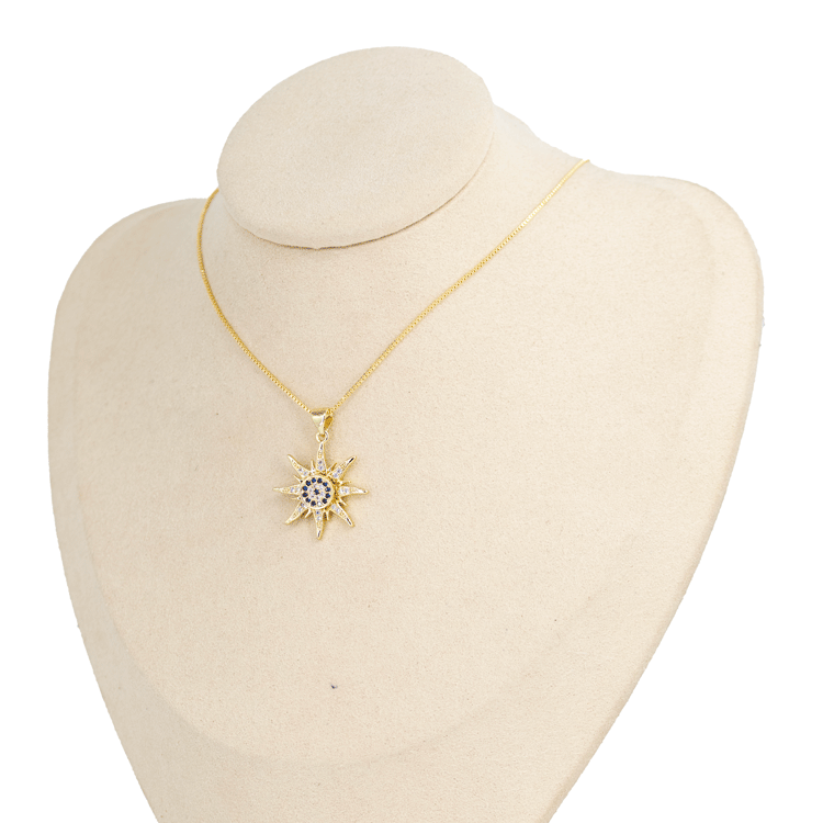 Dije sol azul antiestres giratorio baño en rodio