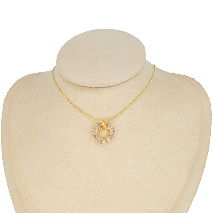 DIJE CORAZÓN CIRCON BLANCA EN RODIO