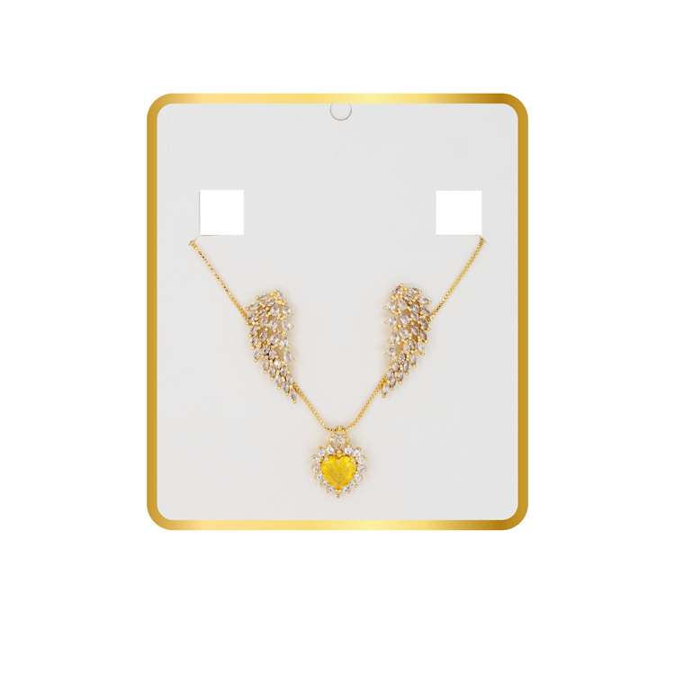 SET DIJE CORAZON AMARILLO + TOPO ALAS BAÑO EN RODIO