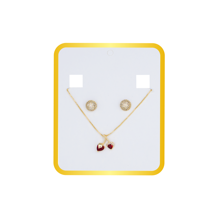 SET CORAZON CEREZADO BAÑO EN RODIO