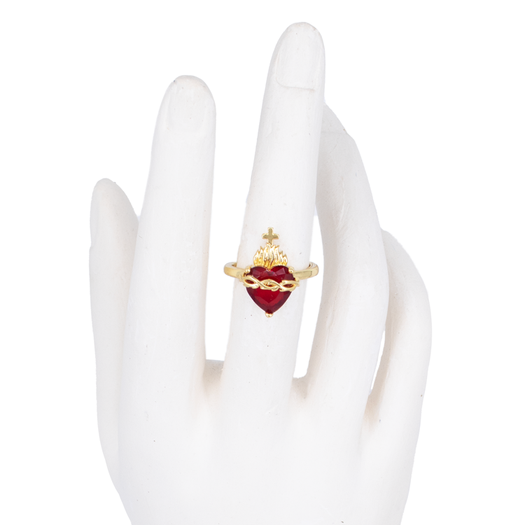 ANILLO CORAZON DE ESPINAS BAÑO EN RODIO