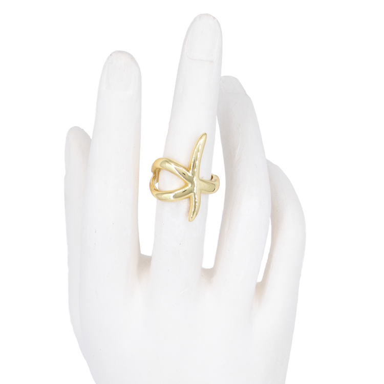 ANILLO ESTRELLA ABSTRACTO EN RODIO