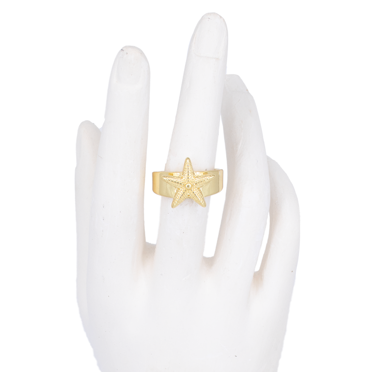 ANILLO ESTRELLA DE MAR BAÑO EN RODIO