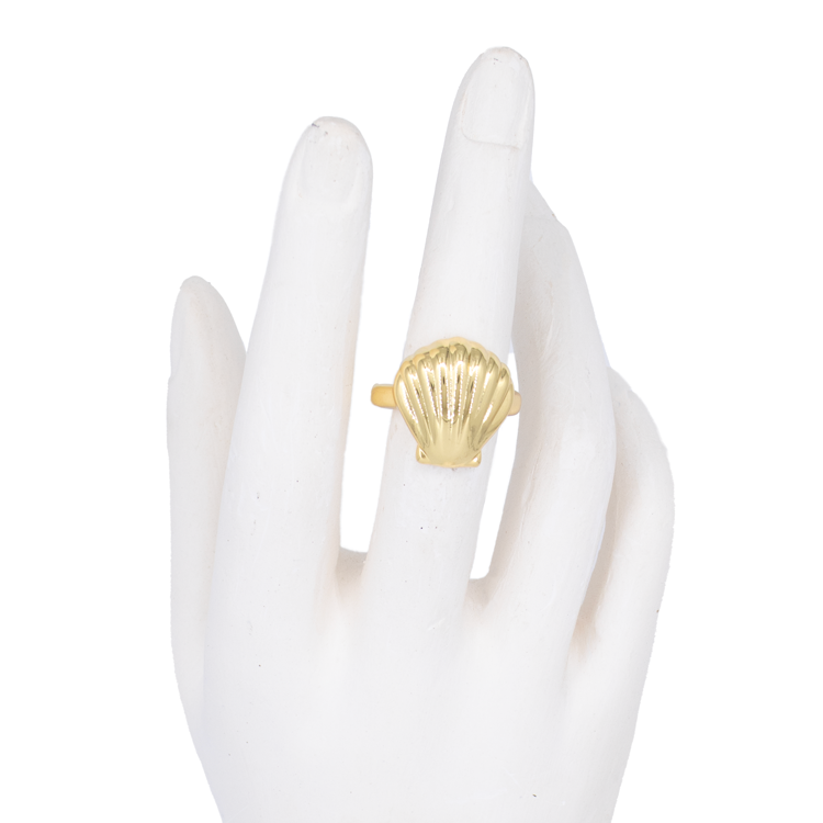 ANILLO CONCHA DORADO BAÑO EN RODIO