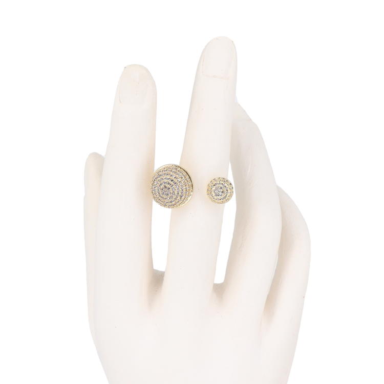 ANILLO DOBLE CIRCON DORADO BAÑO EN RODIO