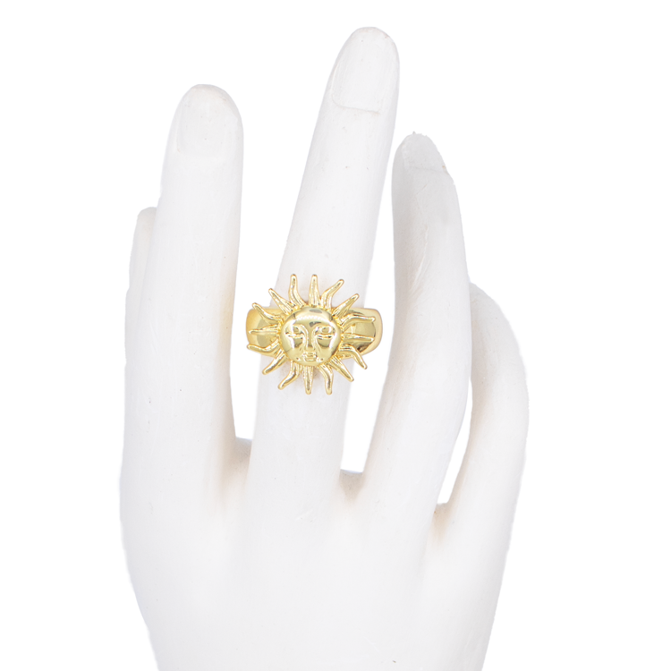 ANILLO SOL CARITA BAÑO EN RODIO