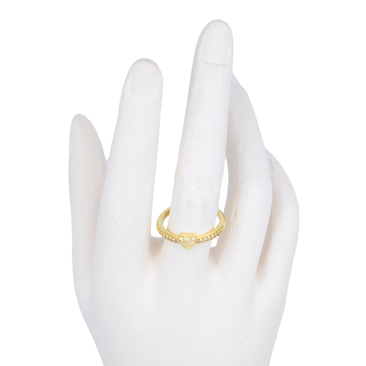 ANILLO CORAZON MINI CIRCONES BAÑO EN RODIO