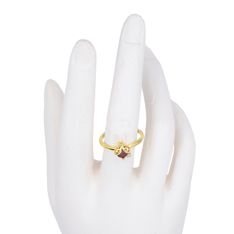 ANILLO MARIQUITA MINI NARANJA BAÑO EN RODIO