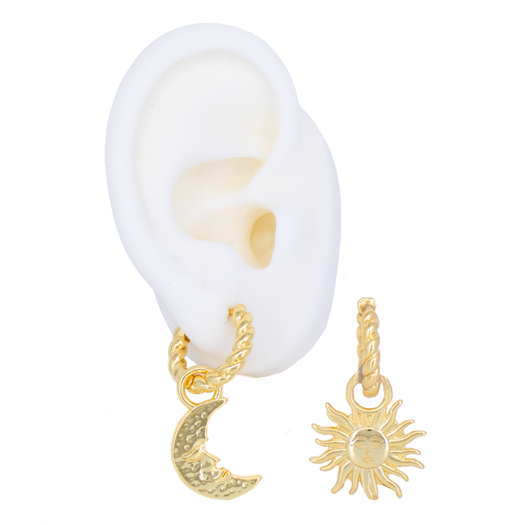 CANDONGAS SOL Y LUNA ESPIRAL BAÑO EN RODIO