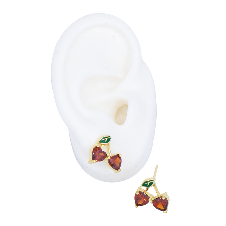 TOPO CEREZAS CORAZON CON HOJITA BAÑO EN RODIO