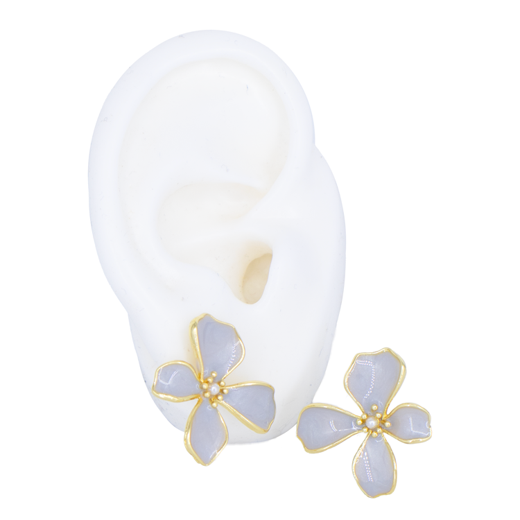 TOPO FLOR GRIS BRILLANTE BAÑO EN RODIO