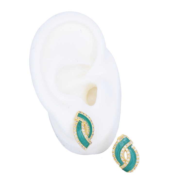 TOPO OVALO LAZOS VERDES BAÑO EN RODIO