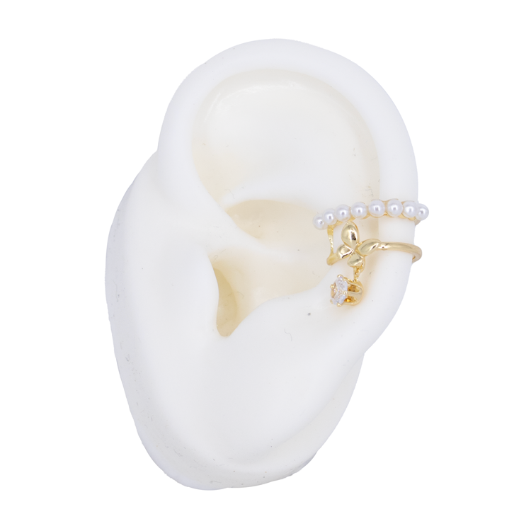 EARCUFF MARIPOSAS EMPERLADAS DORADO BAÑO EN RODIO