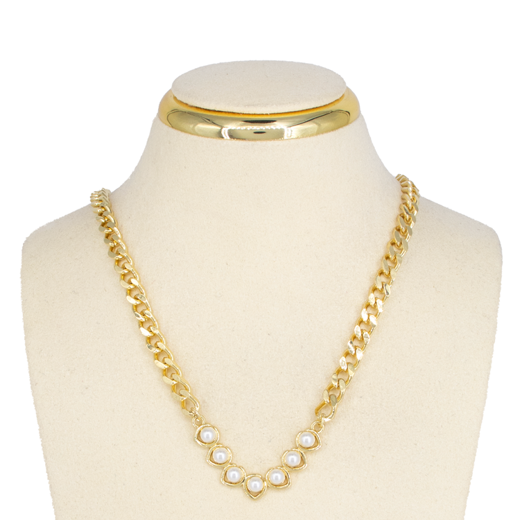 CADENA CUBANA Y PERLAS BAÑO EN RODIO