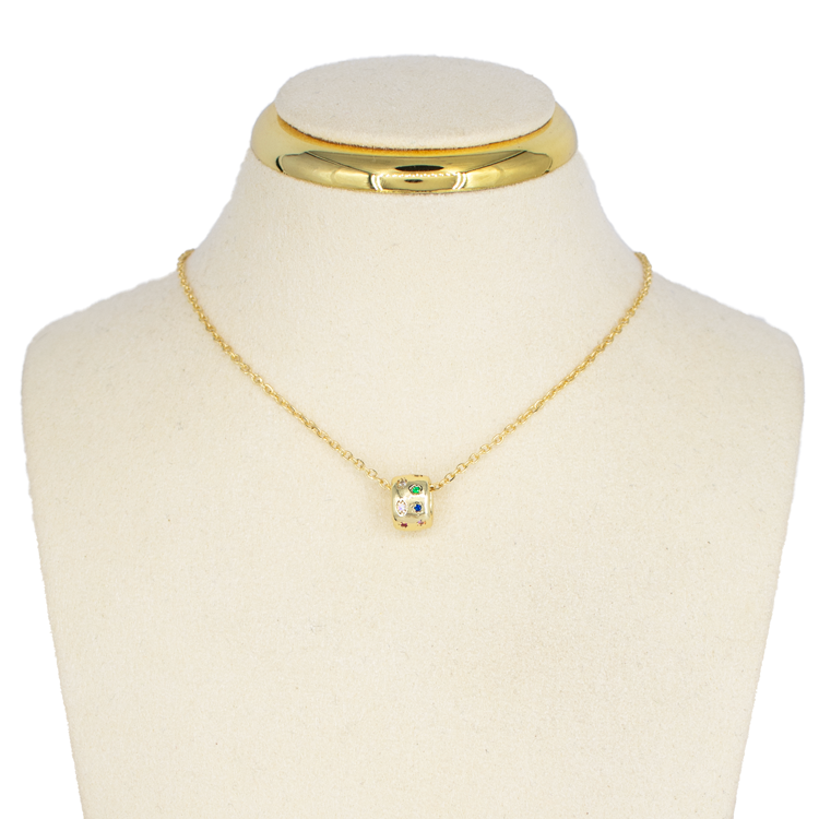 CADENA ESLABON BROCHE MULTICOLOR BAÑO EN RODIO