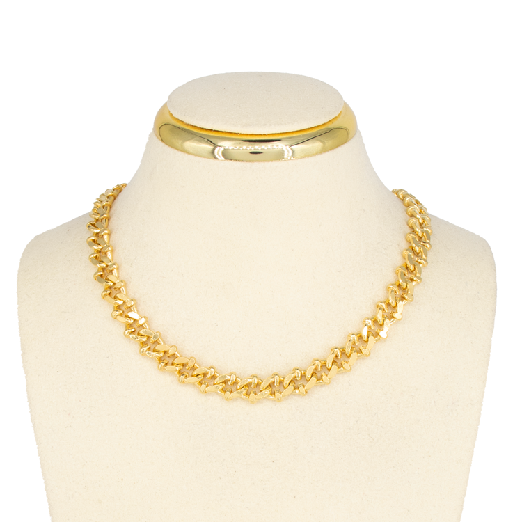 CADENA CHOKER CUBANA DORADA BAÑO DE RODIO