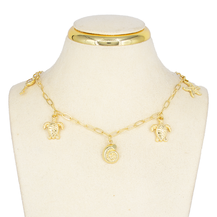 CADENA MALDIVAS (DIJES DE MAR ALEATORIOS) BAÑO EN RODIO